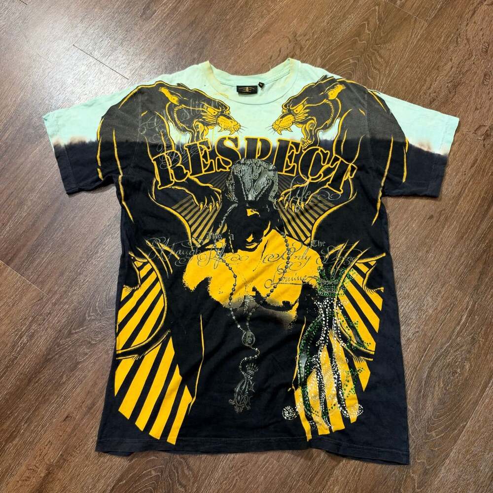 Essential Vintage Y2K Christian Audigier Tupac T-Shirt XL Black